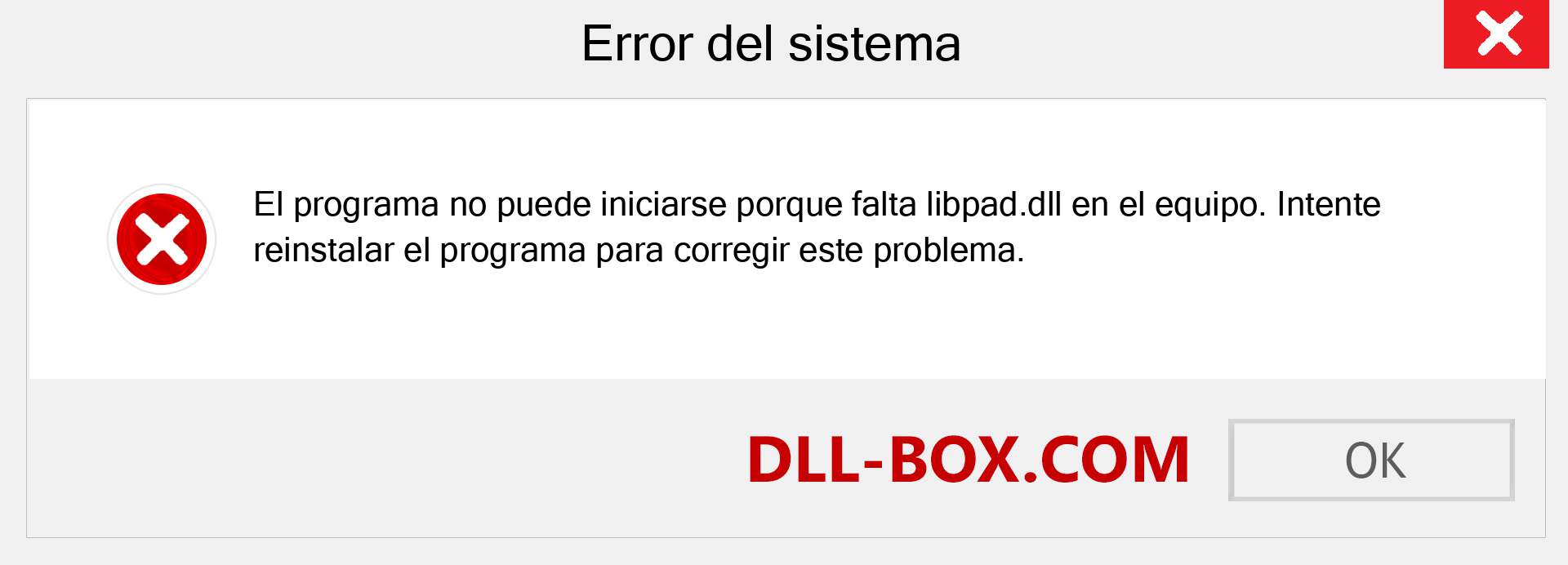 ¿Falta el archivo libpad.dll ?. Descargar para Windows 7, 8, 10 - Corregir libpad dll Missing Error en Windows, fotos, imágenes